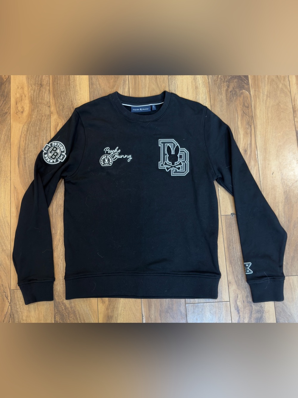 Psycho Bunny Crewneck Sweatshirt Youth L 14-16 Black Embroidered Logo Pullover
